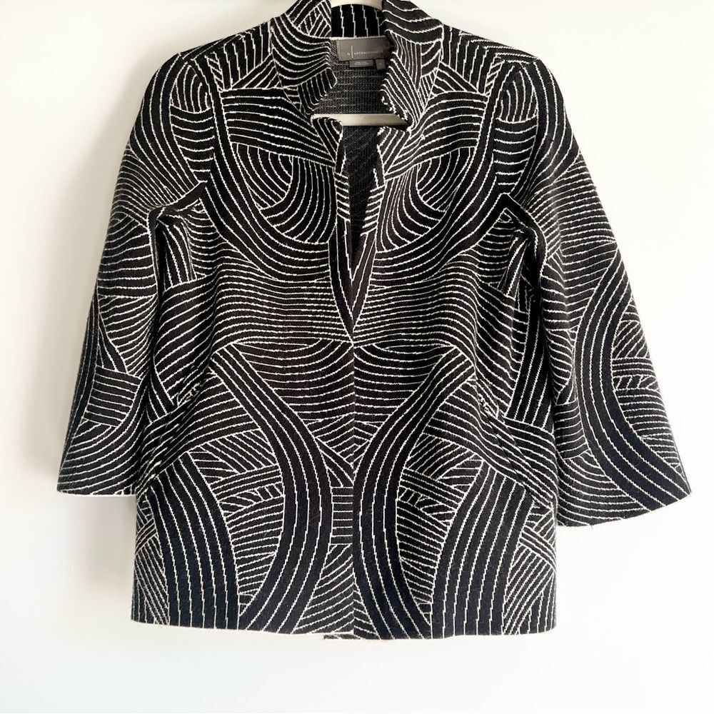 Anthropologie Abstract Print Monochrome Knit Jacket Size Small - Picture 7 of 14
